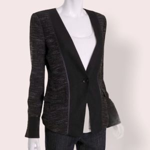 BCBGMAXAZRIA Jeffrey Tweed Satin Trim Blazer